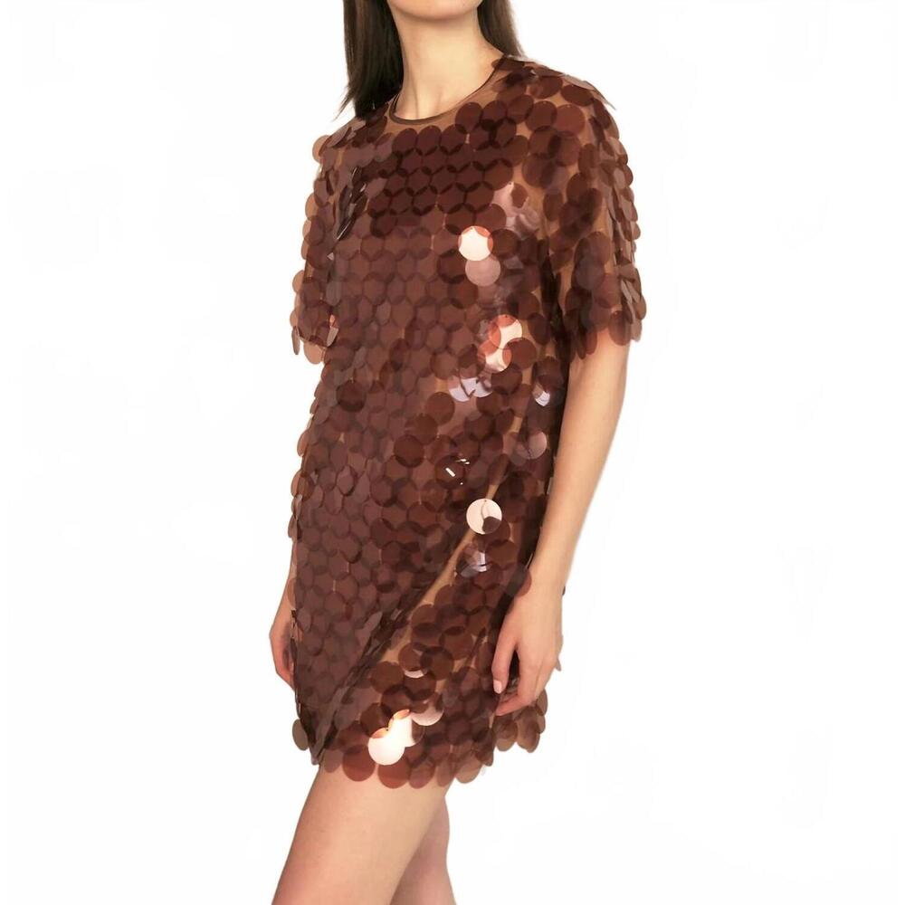 NEW SAYLOR women's stara big palette sequin mini dress in chocolate